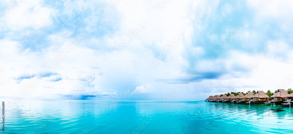 Fototapeta premium Overwater Bungalows, Bora Bora, French Polynesia