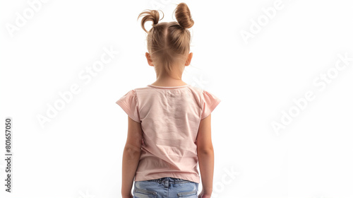 
view of a child standing, transparent background, back view girl -young girl standing alone, transparent background, rear view, little girl standing with arms akimbo photo
