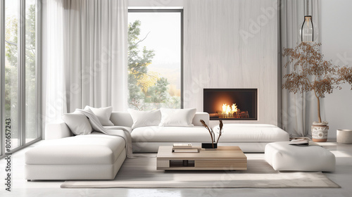 
Sure, here are 50 related titles in paragraph form with commas between each title:

White corner sofa near fireplace, Scandinavian home interior design of modern living room, Cozy corner sofa by the  photo