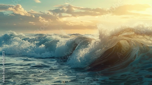 A serene scene of two waves, crashing together on the shore, representing the ebb and flow of a best friendship on National Best Friends Day.