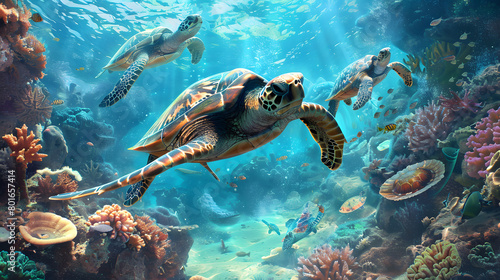 photography turtles colorful seabed