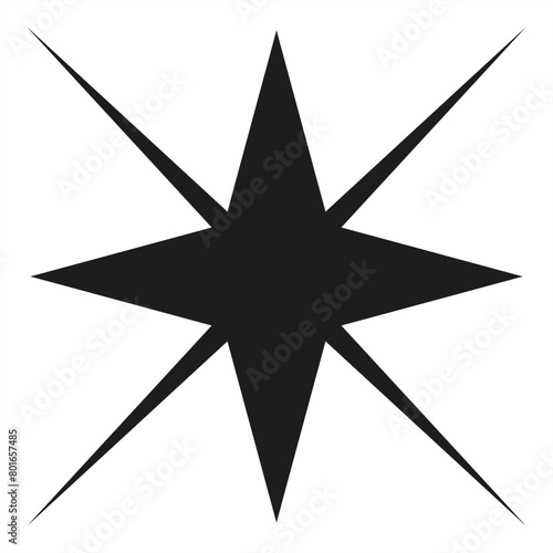 Black elongated star with pointed tips - stock vector