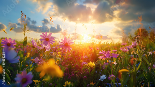 sunset flowers colors mountain photography