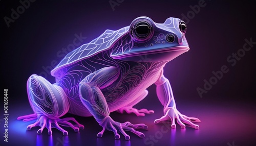 Hologram of a frog on a black background