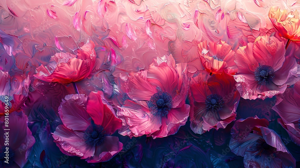 High-resolution abstract capturing the essence of a flower field view in close-up, highlighting individual petals.