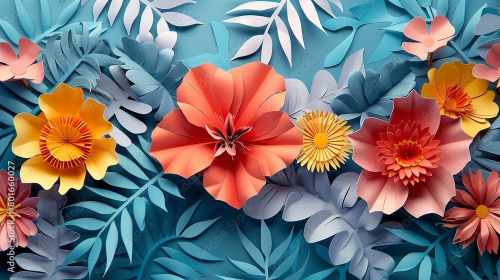 Bold and minimalist abstract background, focusing on close-up paper craft floral compositions for a clean effect. Bold and minimalist abstract background, focusing on close-up paper craft floral compositions for a clean effect.