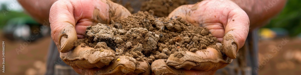 Sustainability Concept: Hands Holding Soil, Symbolizing Agricultural Care and Environmental Awareness Sustainability Concept: Hands Holding Soil, Symbolizing Agricultural Care and Environmental Awareness