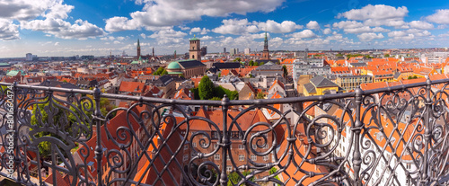 Photography Summer aerial view: Old Town skyline, Church of Our Lady, City Hall, red roofs