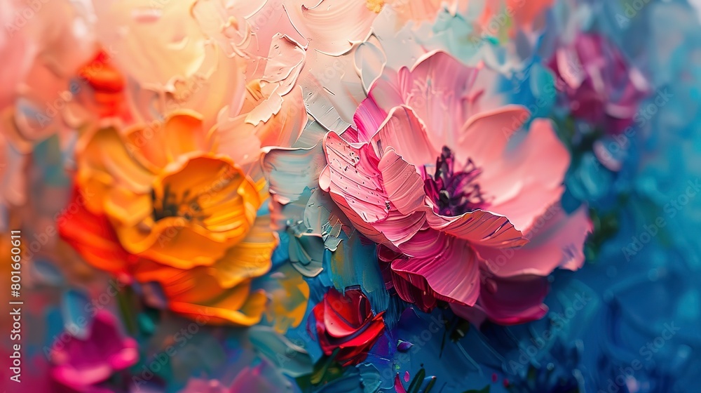 Vibrant and atmospheric, a close-up abstract featuring impressionist floral scenes for a timeless, artistic vibe. Vibrant and atmospheric, a close-up abstract featuring impressionist floral scenes for a timeless, artistic vibe.