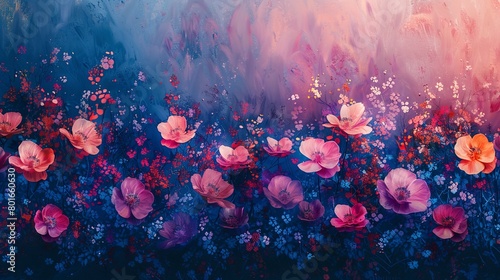 Bold and emotive abstract background, focusing on close-up impressionist floral scenes for a deeply aesthetic effect. photo