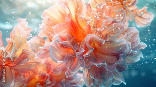 Bold and mysterious abstract background  focusing on close-up underwater florals for a captivating  submerged effect. 