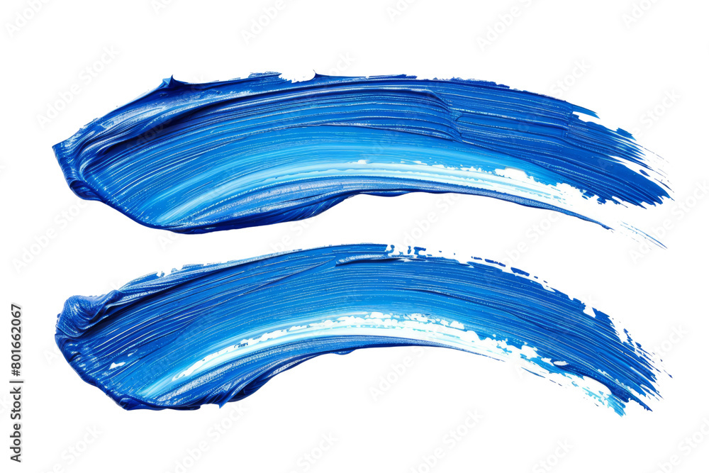 Blue ink strokes with a brush on a transparent canvas. Design materials that require ink strokes.