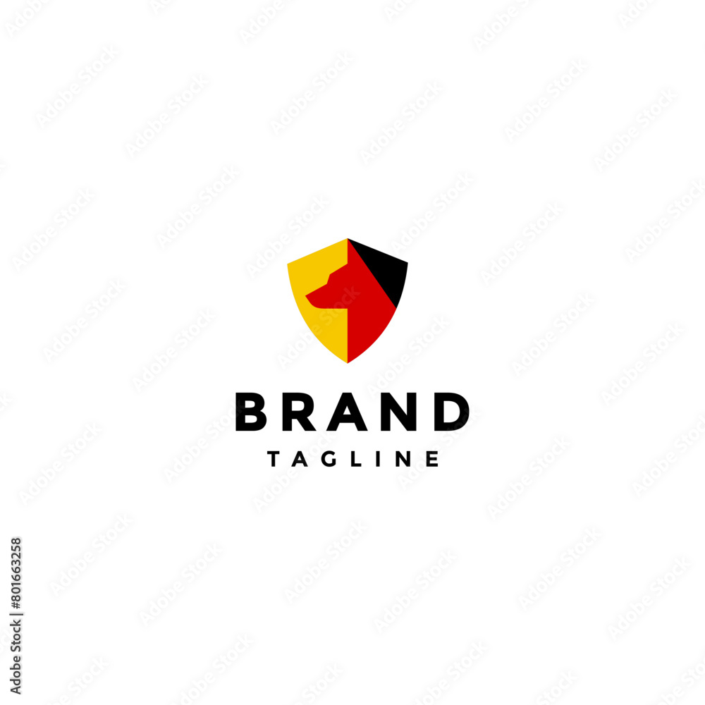 Guard Dog Shield Icon Logo Design. Brave German Shepherd Dog Silhouette Logo Design. Guard Dog Shield Icon Logo Design. Brave German Shepherd Dog Silhouette Logo Design.
