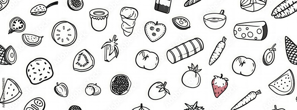 food drawn on the white background