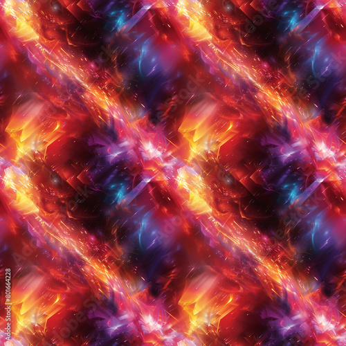 Vibrant Flares of Plasma-Like Energy Creating Criss-Crossing Patterns in Fiery Reds Seamless Repeatable Background.