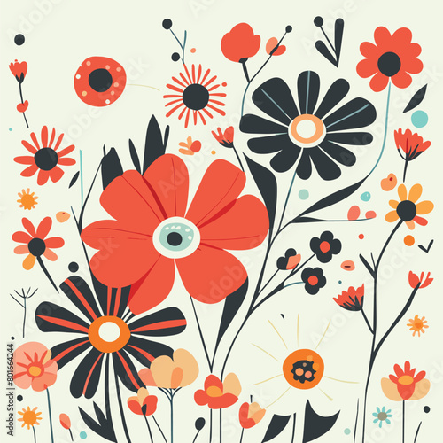 colorful spring flowers in full bloom  vector illustration flat 2