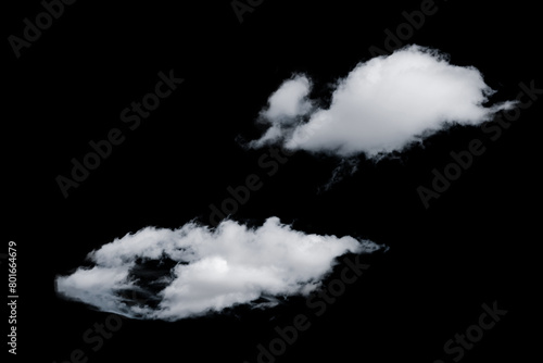 white fluffy clouds isolated on a black background, clipart