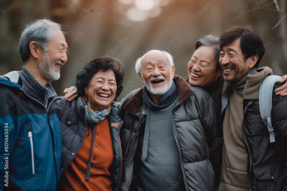 Group of senior asian people walking in the park with happy and smile. Group of senior asian people walking in the park with happy and smile.