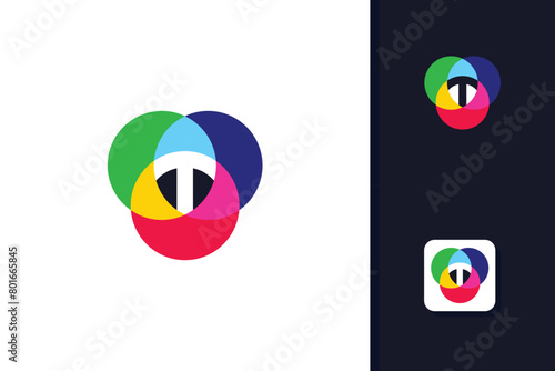 Free Download Colorful T logo design vector template - GFXLoad