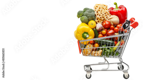 Shopping cart with food products