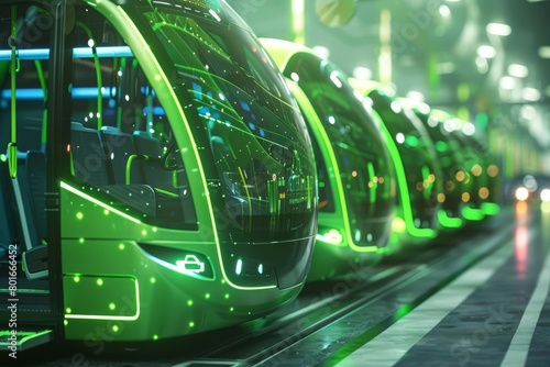 futuristic green buses