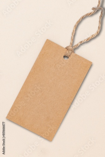Brown label tag, business branding, flat lay design