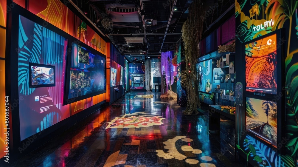 A vibrant image of a museum's temporary exhibition, showcasing a unique and engaging display.