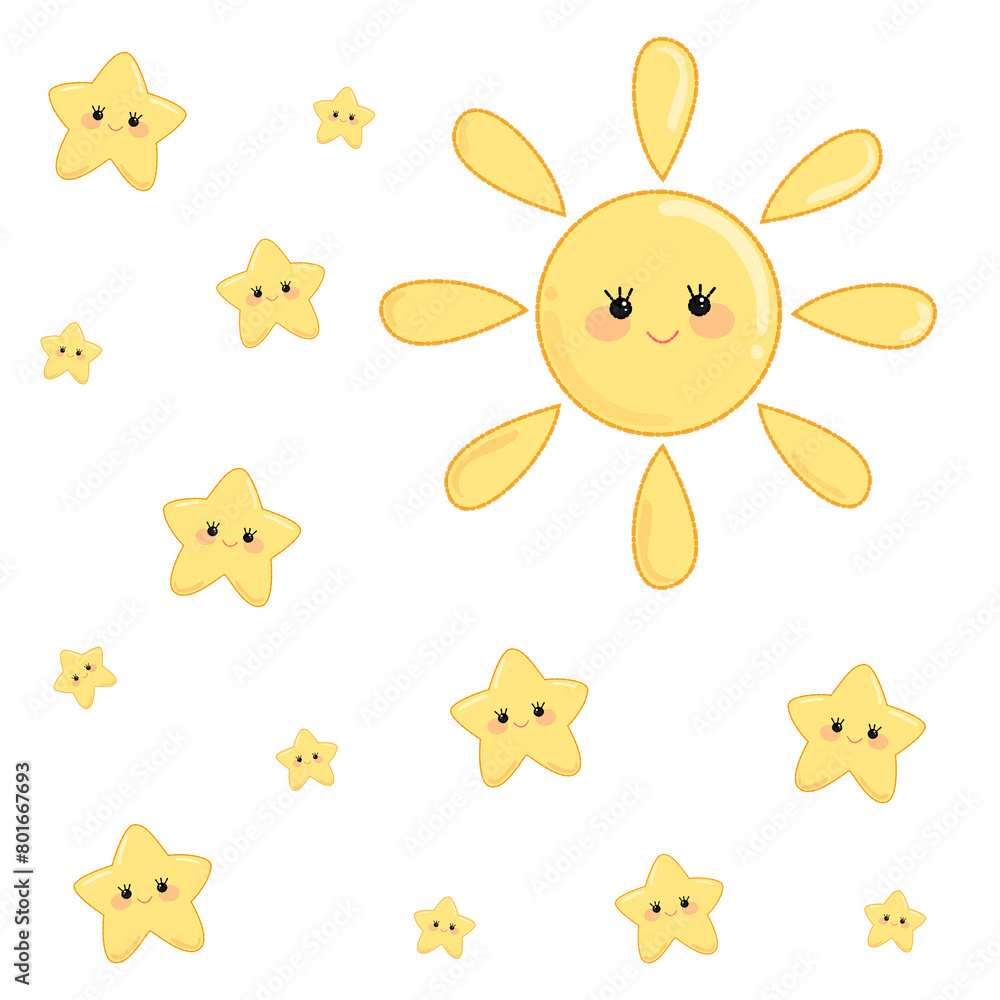 Fototapeta premium cute sun and stars