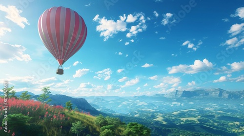 Colorful Hot Air Balloons in the blue sky, Skyward Festival, a Celebration of Flight and Freedom © Vladimir