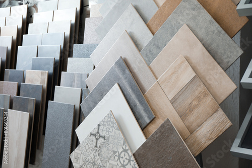 Quadro su tela Many samples of tiles on display in store