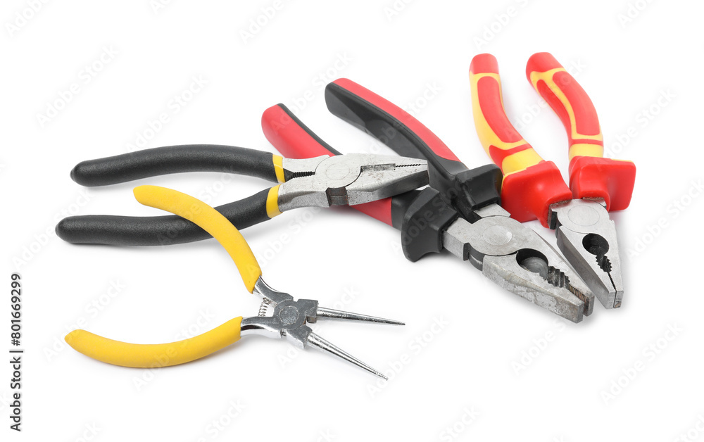 Group of different pliers isolated on white Group of different pliers isolated on white