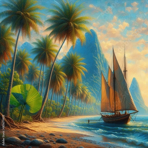 Coconut Chronicles: An Oil Painting photo