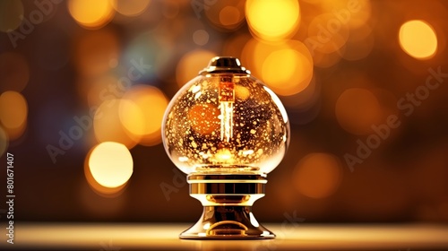 Vintage kerosene lamp on the background of bokeh photo