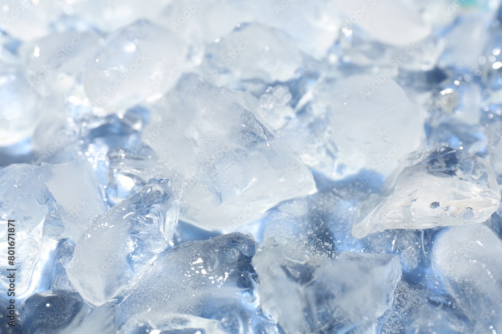 Many pieces of crushed ice as background, closeup