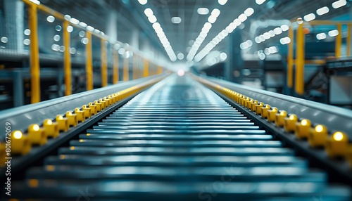 Focus on the synchronized movement of assembly line conveyor belts
