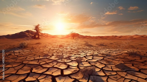 The cracked earth is a reminder of the harsh conditions that life must endure in the desert photo