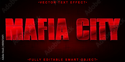 Red Mafia City Vector Fully Editable Smart Object Text Effect © HUMA