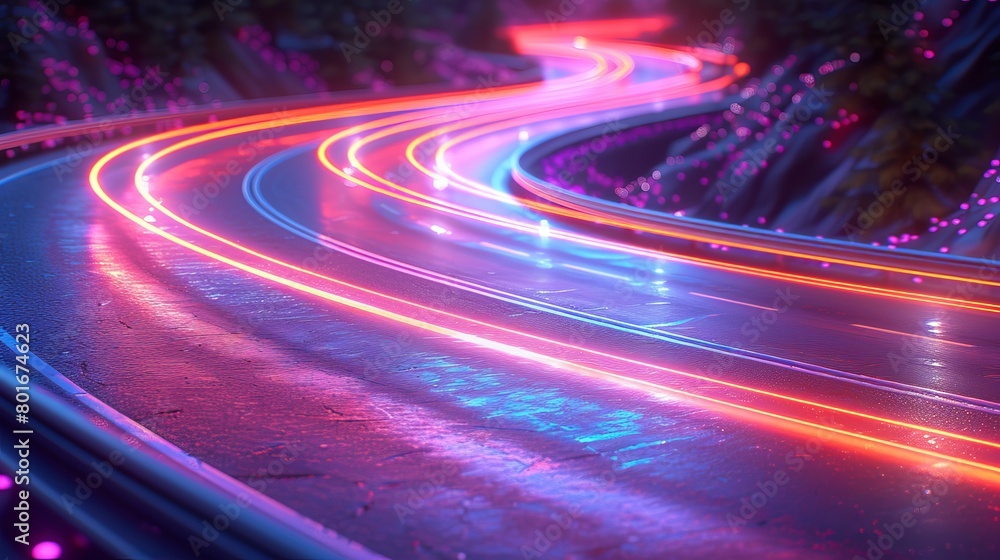Business data analytic with intelligent software isolated in dark background, with glowing colorful line of transportation, concept of technology business and network