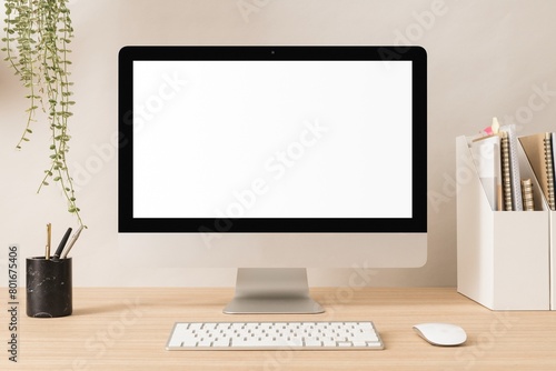 Minimal workspace, blank screen computer