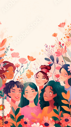 background illustration of confident and empowered mothers wildflowers 