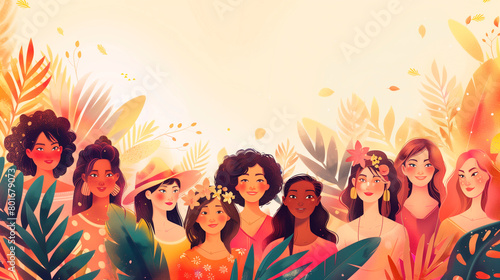 Illustration of mothers from different ethnicities for an inclusive Mother's Day wildflowers 
