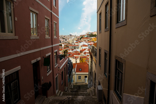 The city of Lisbon in between a little corridor