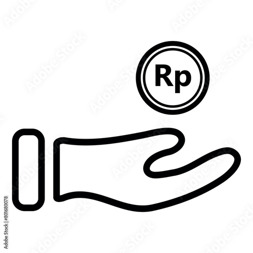 hand get coin money rupiah, simple vector illustration