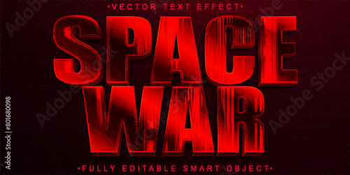 Red Shiny Space War Vector Fully Editable Smart Object Text Effect