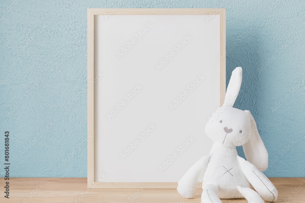 Kids blank picture frame, plush rabbit toy Kids blank picture frame, plush rabbit toy