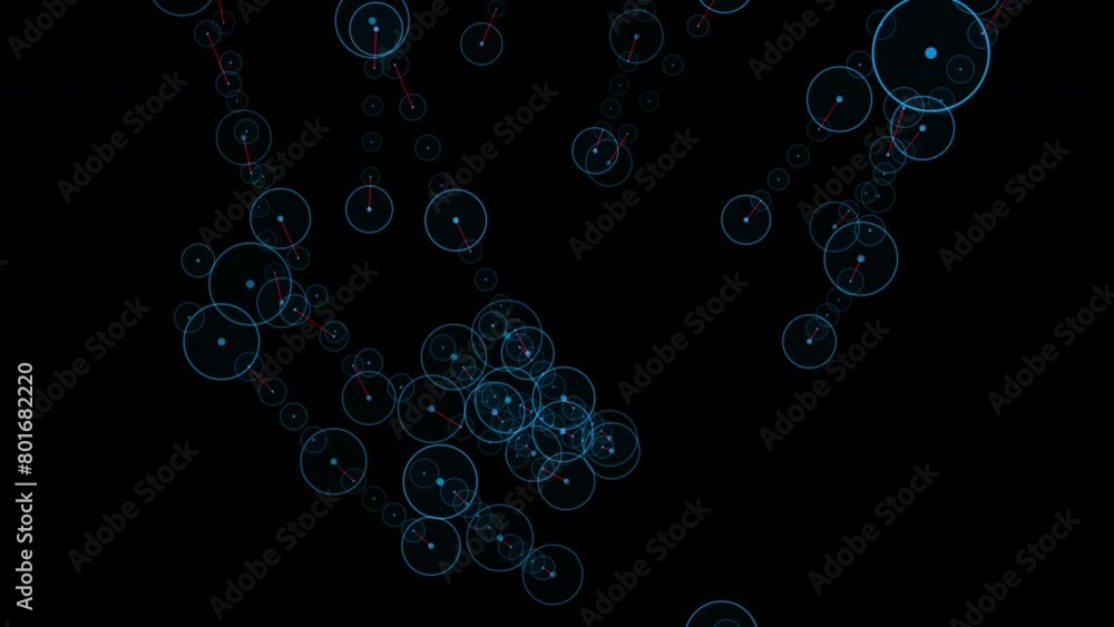 Electric blue circles floating in sky on black background Electric blue circles floating in sky on black background