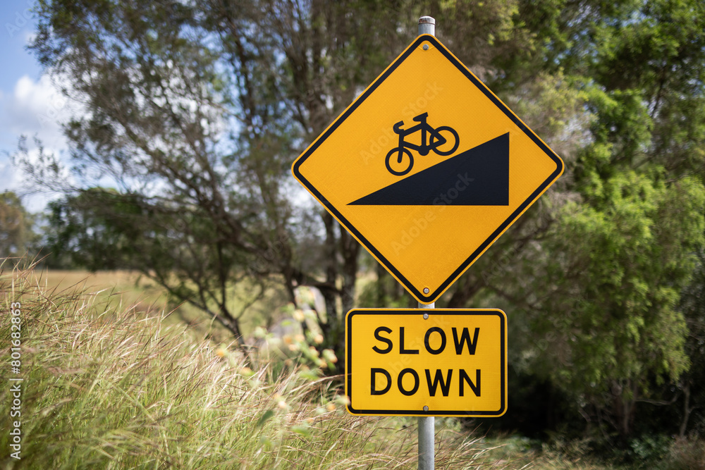 Slow down sign