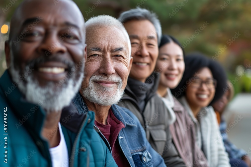 Portrait of a group of diverse senior friends smiling at the camera Portrait of a group of diverse senior friends smiling at the camera