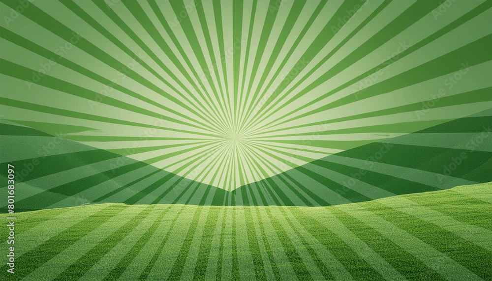 Obraz premium Green sunburst background for design, illustration.