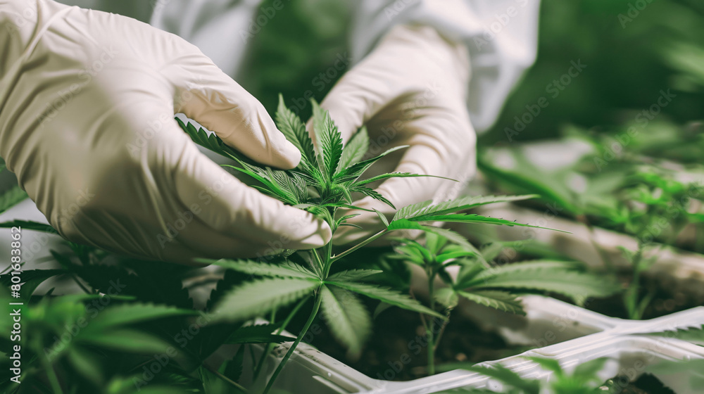 custom made wallpaper toronto digitalWeeds Farmer Collecting Cannabis using White Gloves